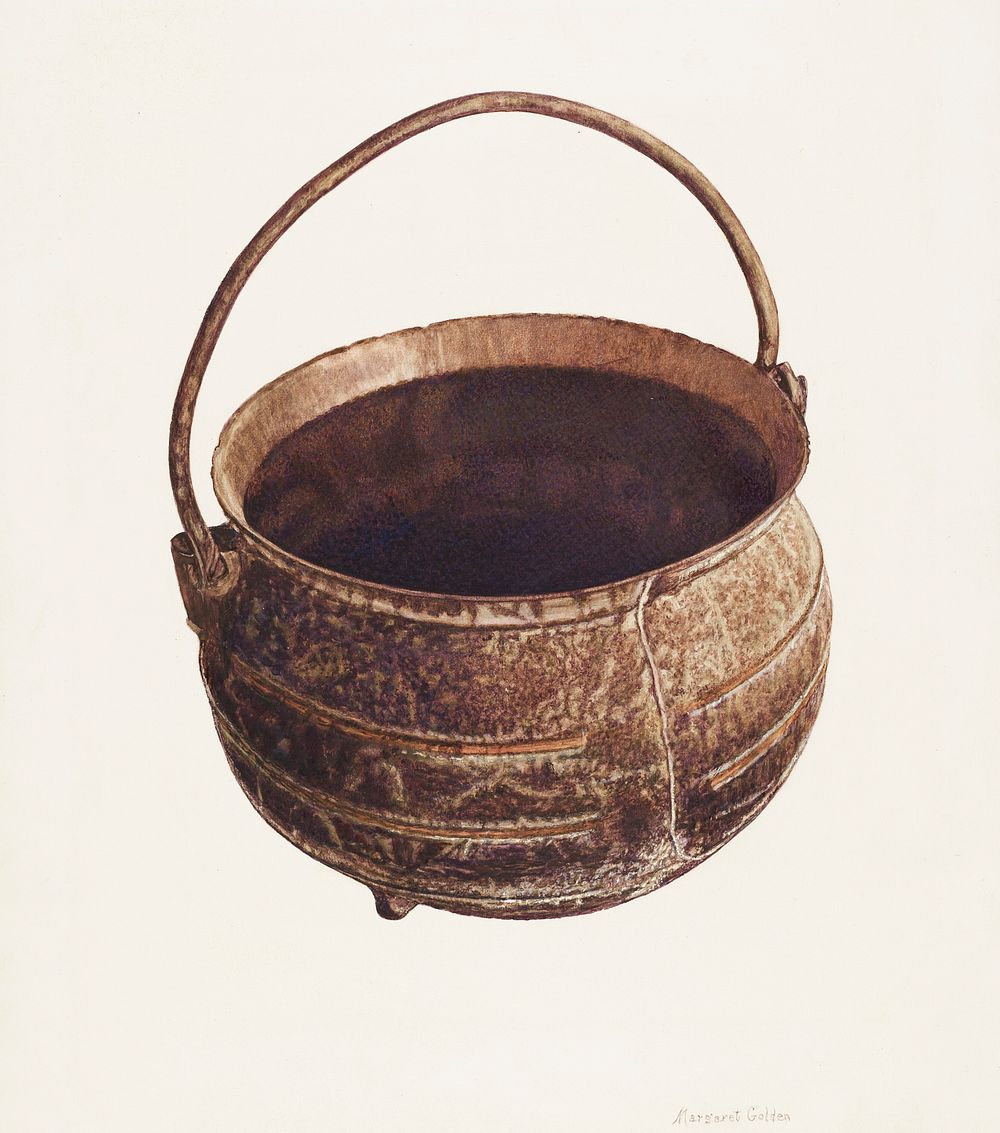 Cast Iron Pot (ca. 1941) by Margaret Golden. Original from The National Gallery of Art. Digitally enhanced by rawpixel.