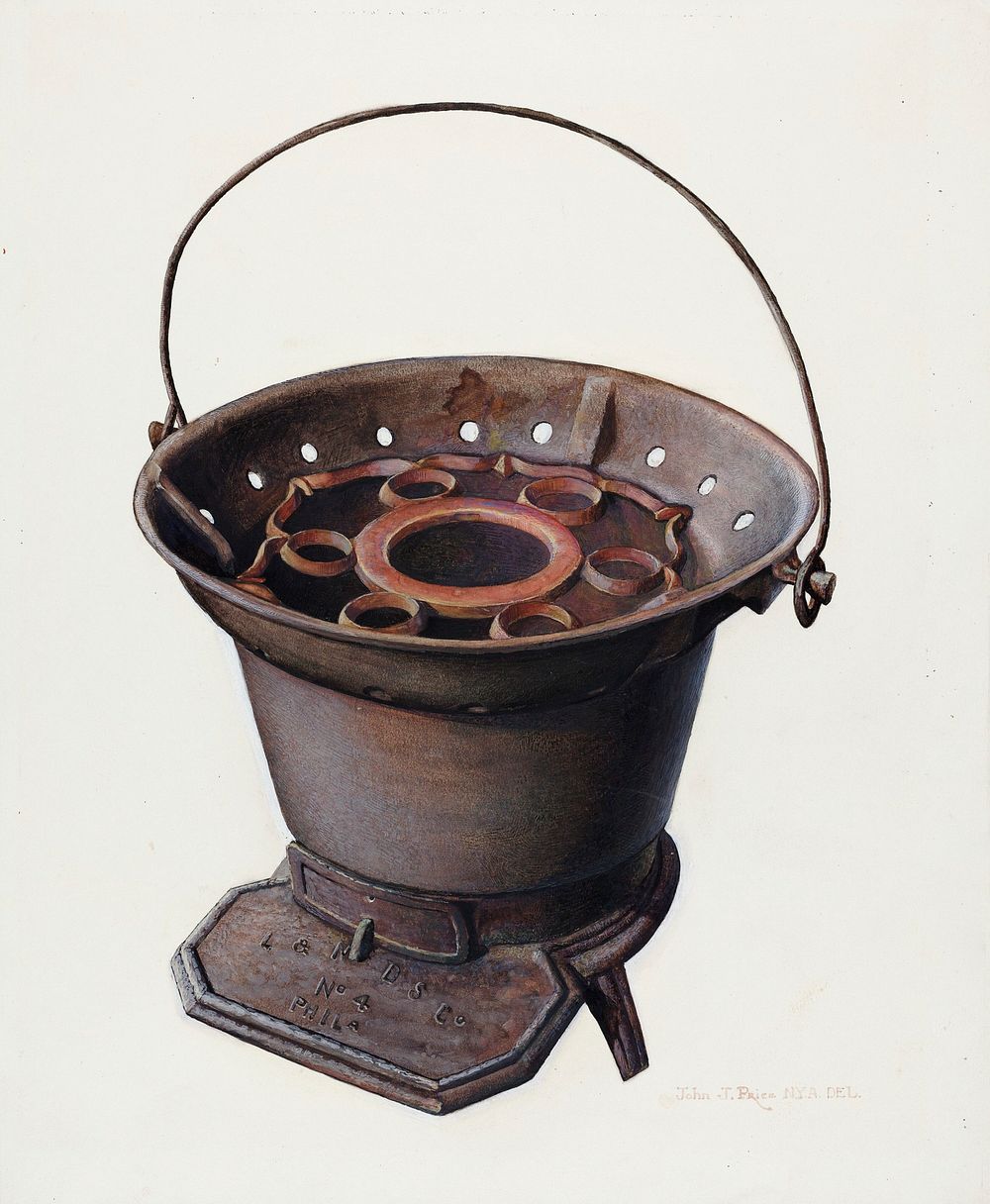 Charcoal Stove (ca. 1939) by John Price. Original from The National Gallery of Art. Digitally enhanced by rawpixel.