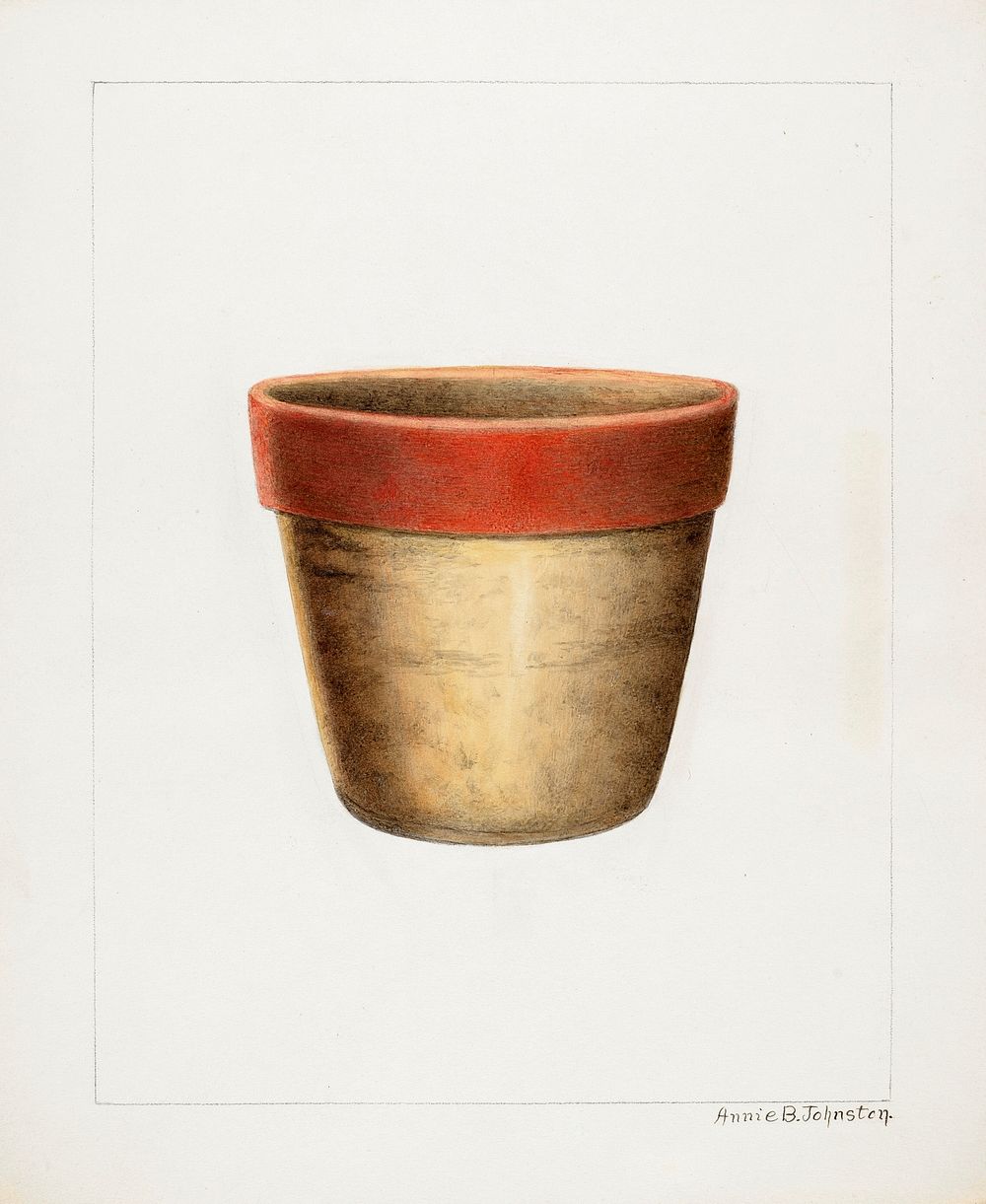 Pottery Flower Pot (1937&ndash;1938) by Annie B. Johnston. Original from The National Galley of Art. Digitally enhanced by…