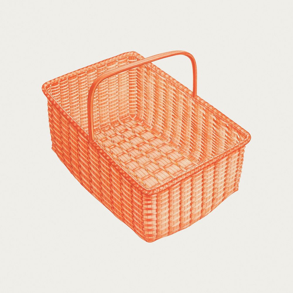 Vintage laundry basket psd illustration, remixed from the artwork by Orville A. Carroll