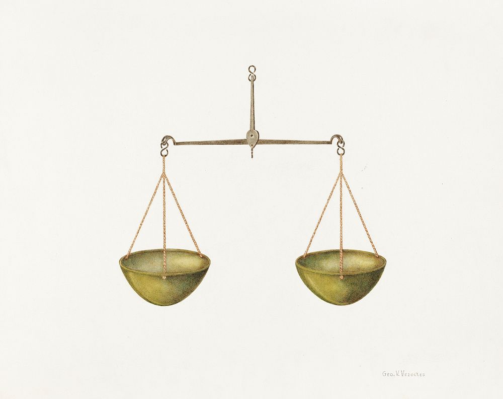 Shaker Scales (ca.1939) by George V. Vezolles. Original from The National Gallery of Art. Digitally enhanced by rawpixel.
