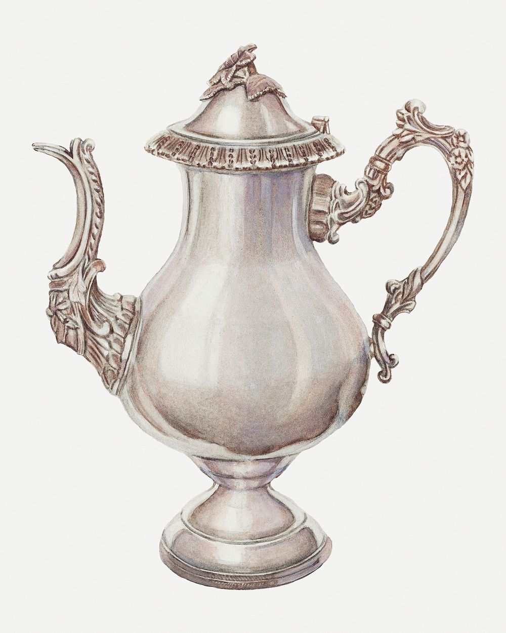 Vintage coffee pot psd illustration, remixed from the artwork by Ernest A. Towers, Jr