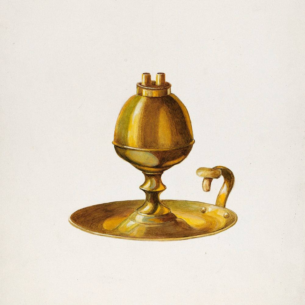 Sperm Oil Lamp (ca.1941) by David S. De Vault. Original from The National Gallery of Art. Digitally enhanced by rawpixel.