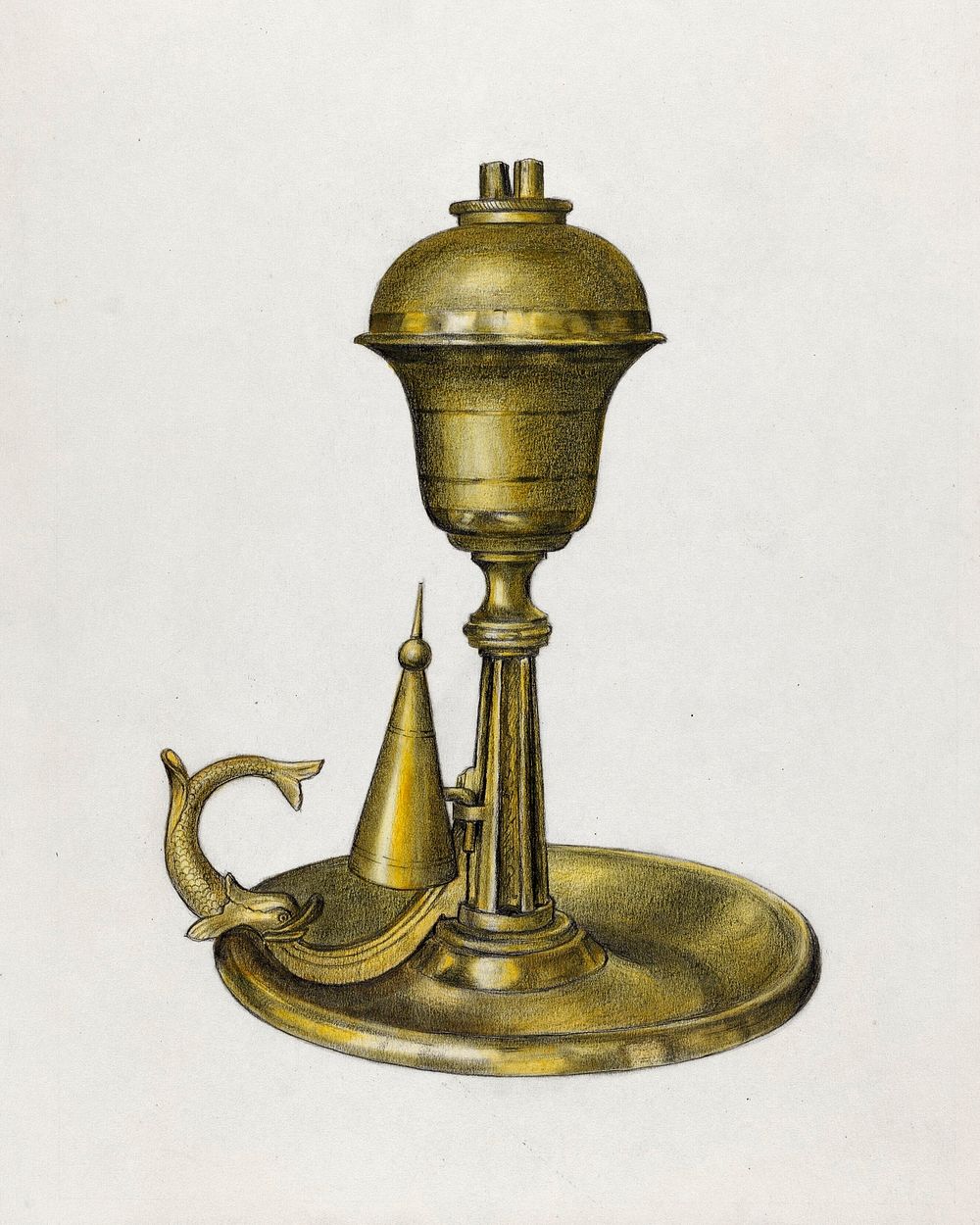 Sperm Oil Lamp (ca.1936) by Janet Riza. Original from The National Gallery of Art. Digitally enhanced by rawpixel.