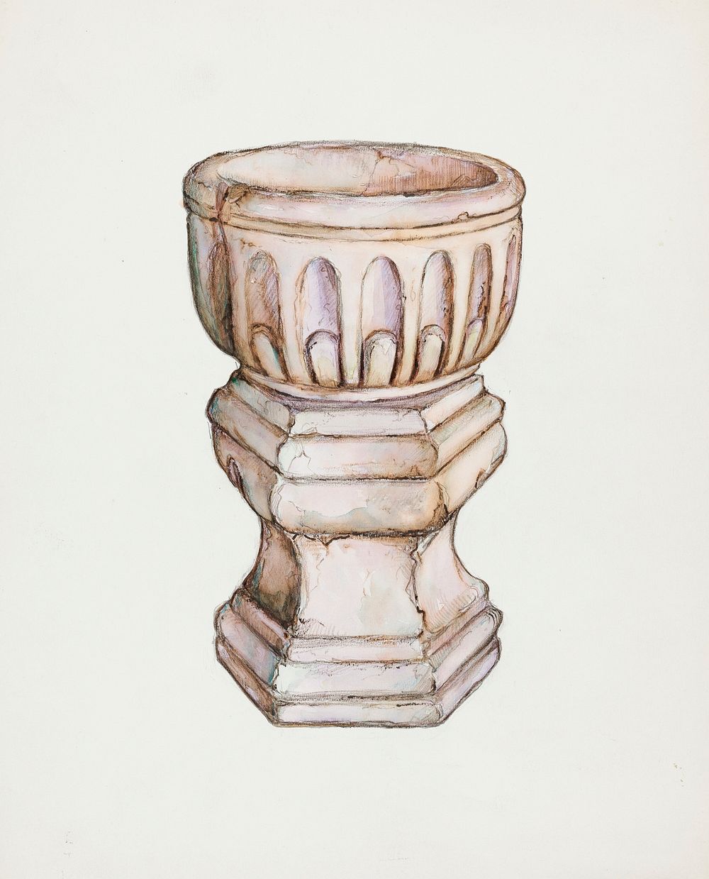 Stone Baptismal Font (ca.1936) by George Seideneck. Original from The National Gallery of Art. Digitally enhanced by…
