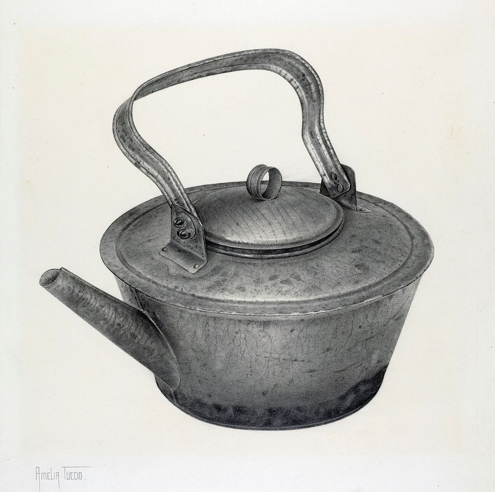 Tea Kettle (ca.1940) by Amelia Tuccio. Original from The National Gallery of Art. Digitally enhanced by rawpixel.