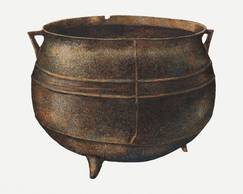 Vintage cauldron psd illustration, remixed from the artwork by Edward Albritton