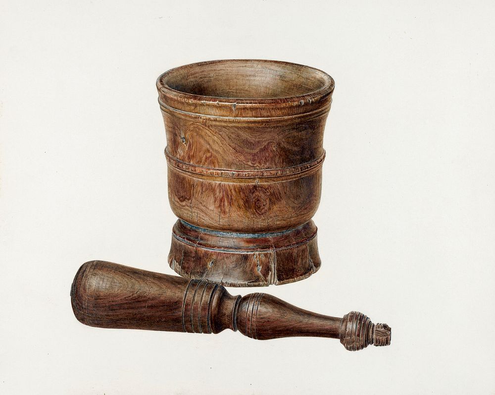 Mortar and Pestle (ca. 1940) by Hester Duany. Original from The National Gallery of Art. Digitally enhanced by rawpixel.