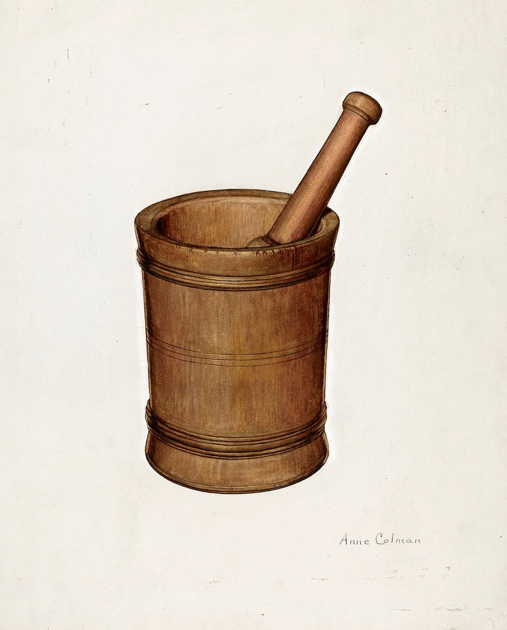 Mortar and Pestle (ca. 1938) by Anne Colman. Original from The National Gallery of Art. Digitally enhanced by rawpixel.