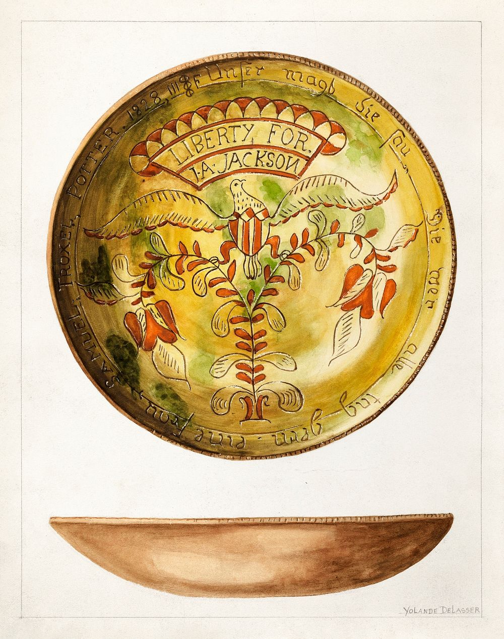 Pa. German Plate (ca.1937) by Yolande Delasser. Original from The National Gallery of Art. Digitally enhanced by rawpixel.