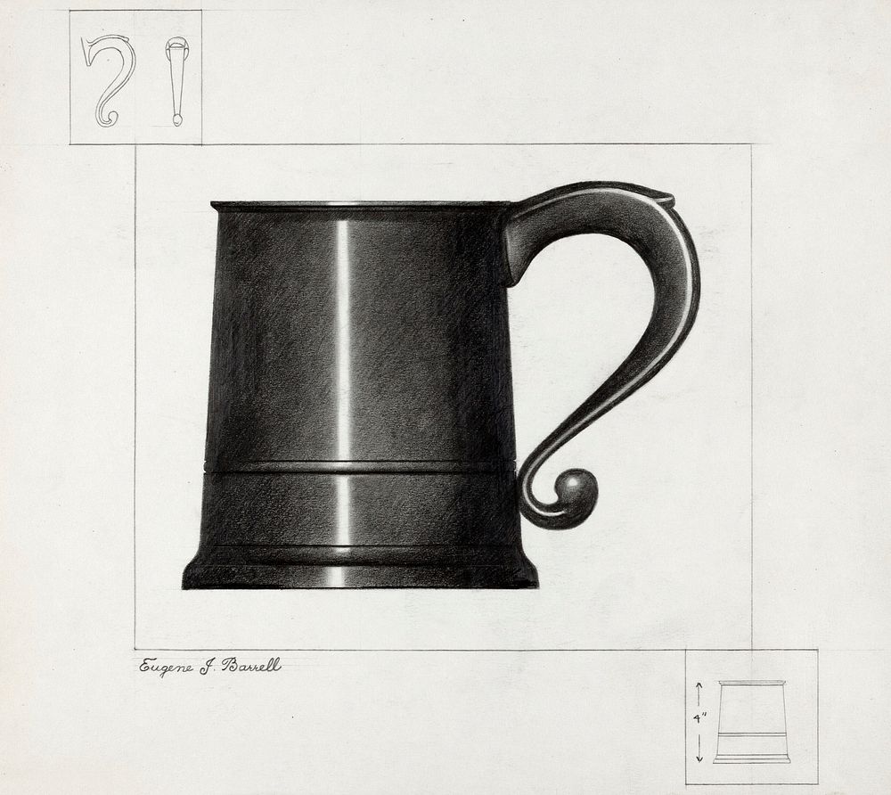 Pewter Mug (ca. 1936) by Eugene Barrell. Original from The National Gallery of Art. Digitally enhanced by rawpixel.
