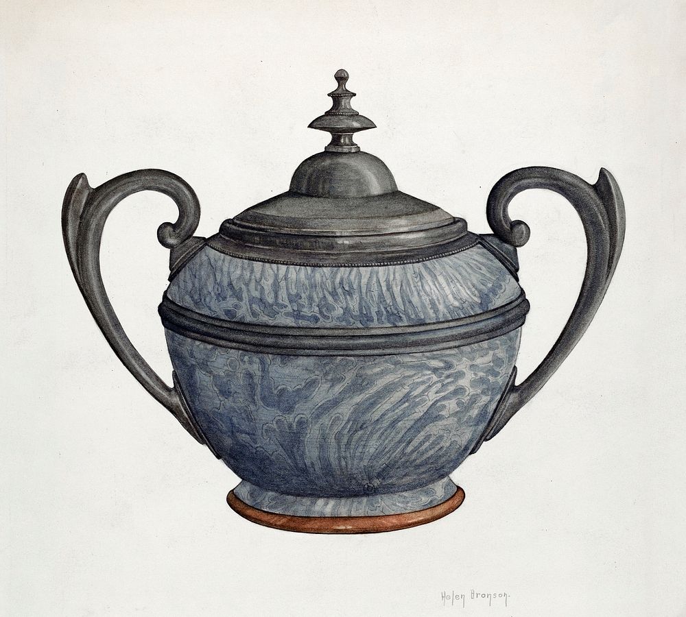 Pewter Sugar Bowl (ca. 1937) by Helen Bronson. Original from The National Gallery of Art. Digitally enhanced by rawpixel.