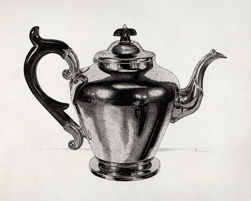 Pewter Teapot (ca. 1937) by Harry Goodman. Original from The National Gallery of Art. Digitally enhanced by rawpixel.