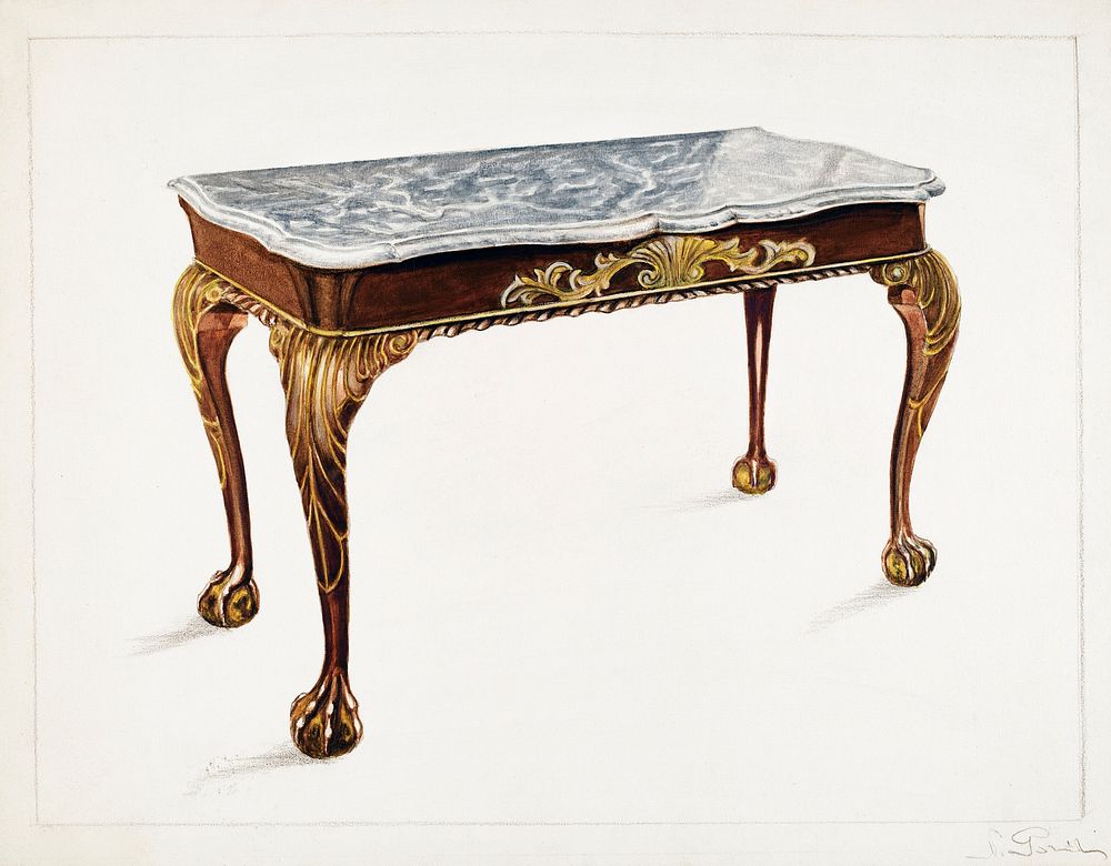 Pier Table (1936) by Nicholas Gorid. Original from The National Gallery of Art. Digitally enhanced by rawpixel.