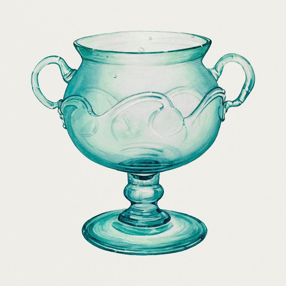 Vintage blue pitcher psd illustration, remixed from the artwork by Giacinto Capelli