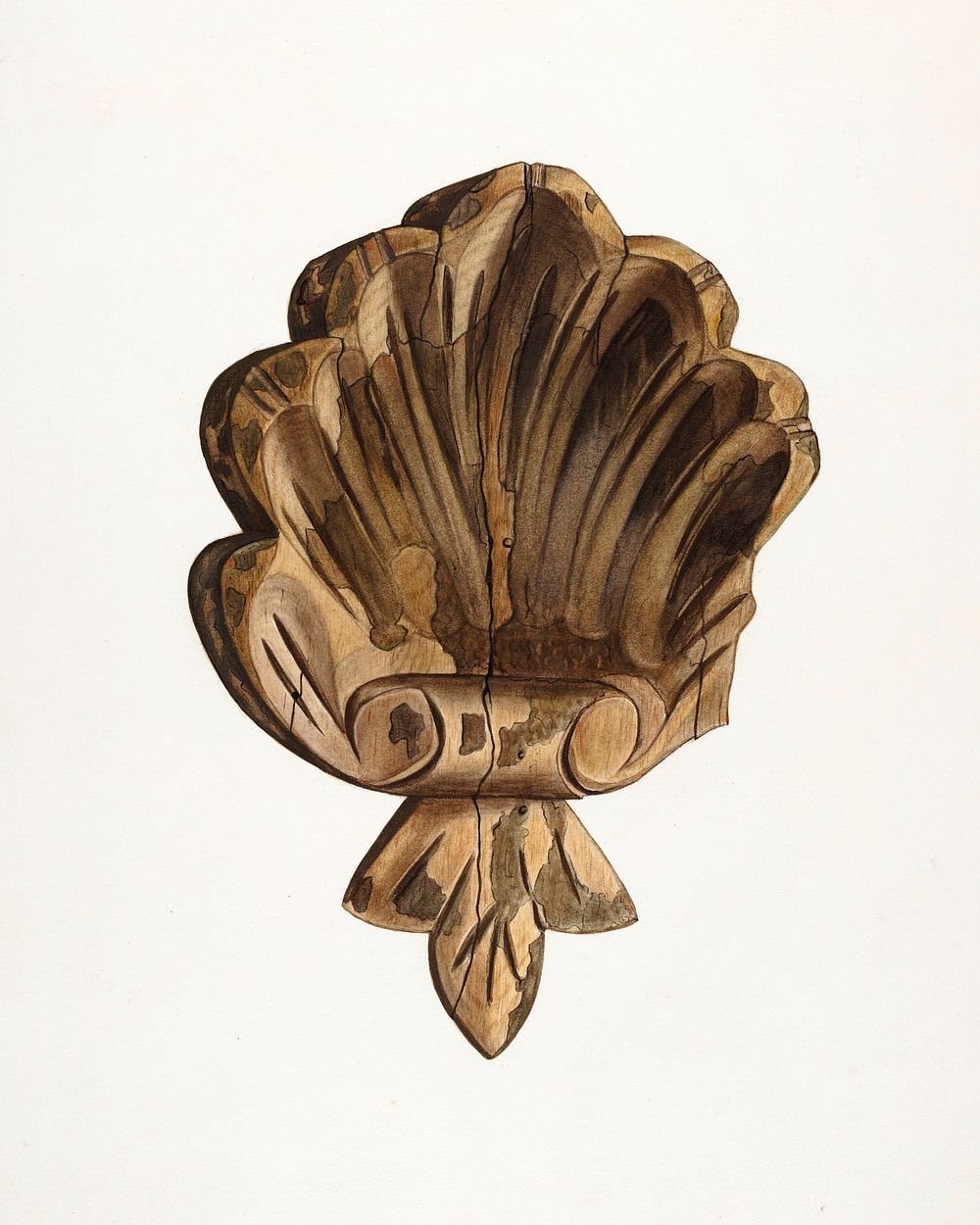 Wood Carving - Shell (ca.1939) by Clayton Clements. Original from The National Gallery of Art. Digitally enhanced by…