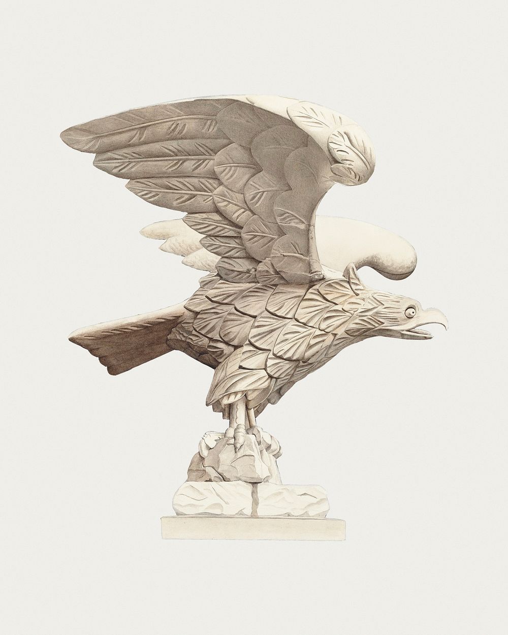 Vintage wooden eagle psd illustration, remixed from the artwork by Henry Murphy