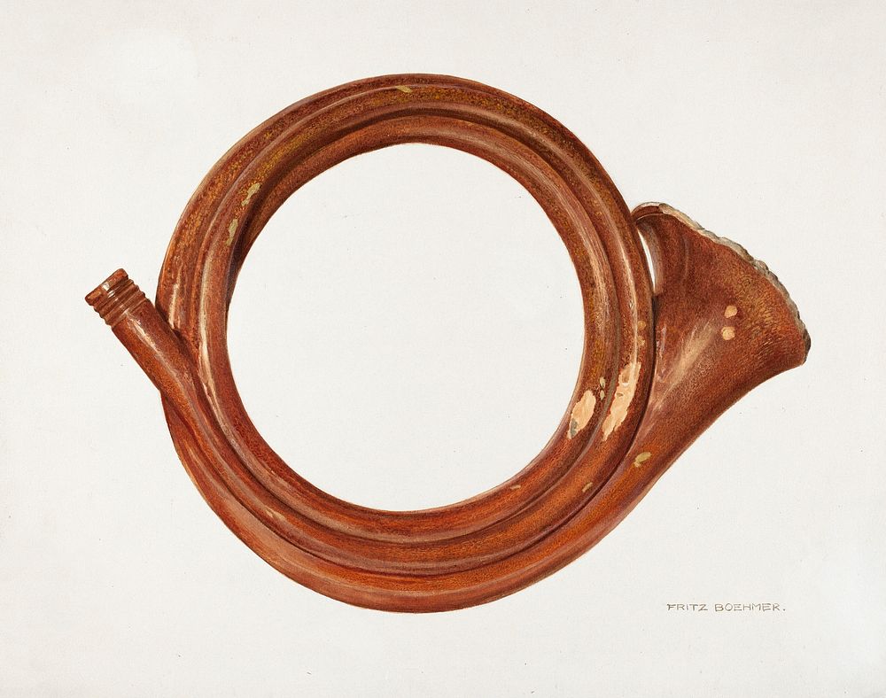 Zoar Pottery Assembly Horn (ca.1937) by Fritz Boehmer. Original from The National Gallery of Art. Digitally enhanced by…