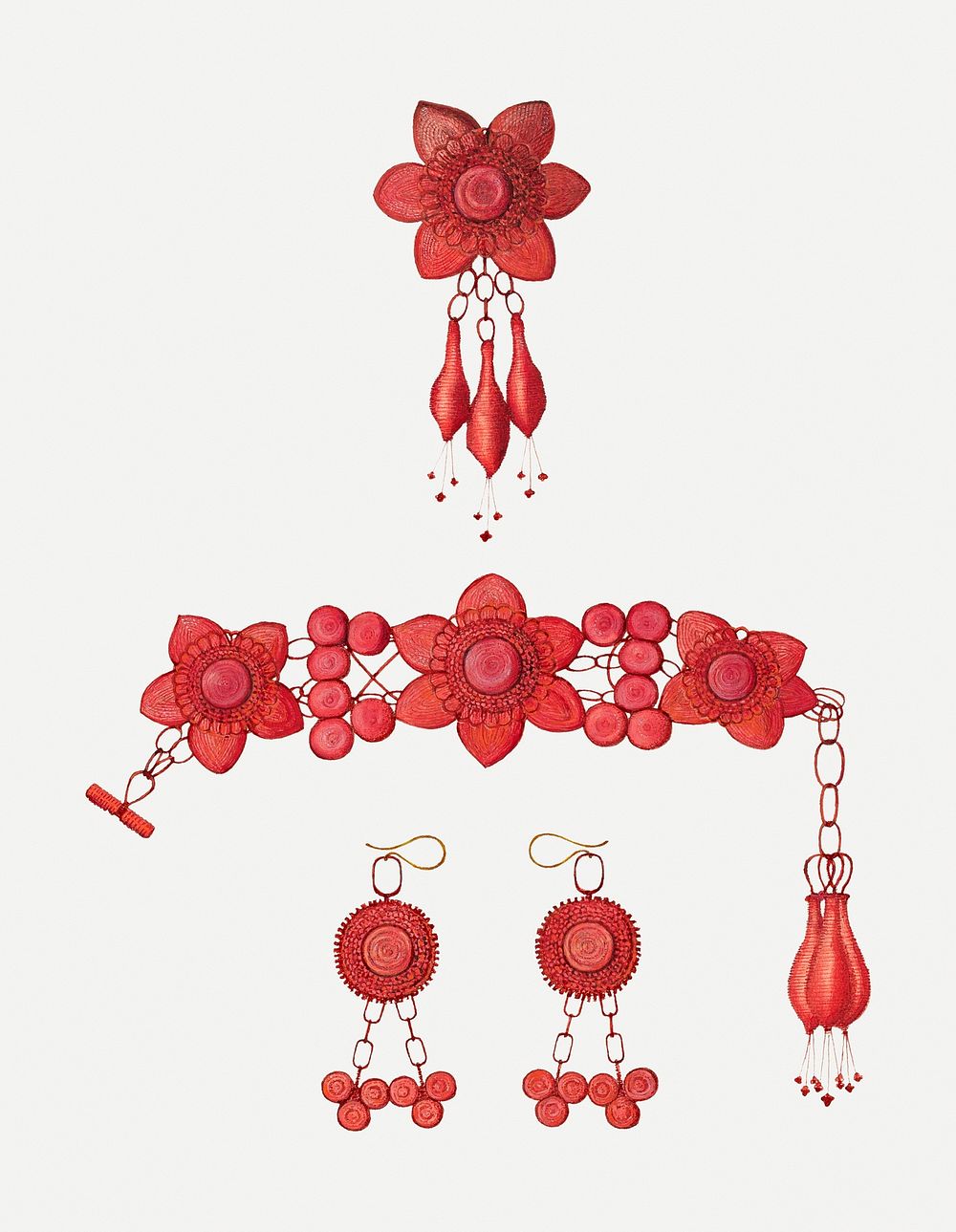 Vintage red jewelry psd, remix from artwork by William High