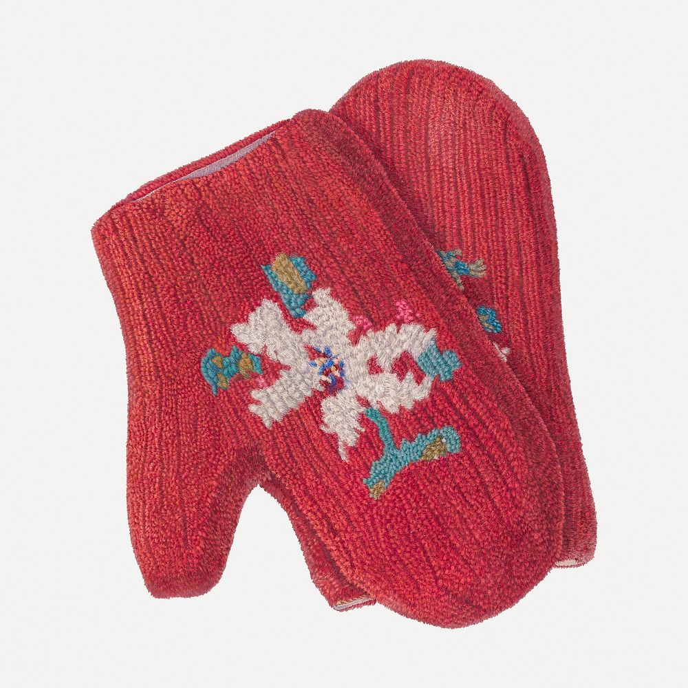 Vintage Christmas mittens psd, remix from artwork by Archie Thompson