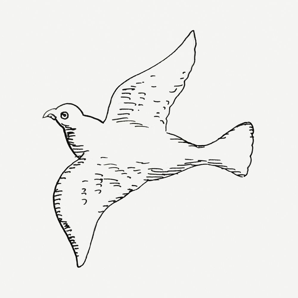 Vintage dove psd hand drawn illustration, remixed from artworks from Leo Gestel