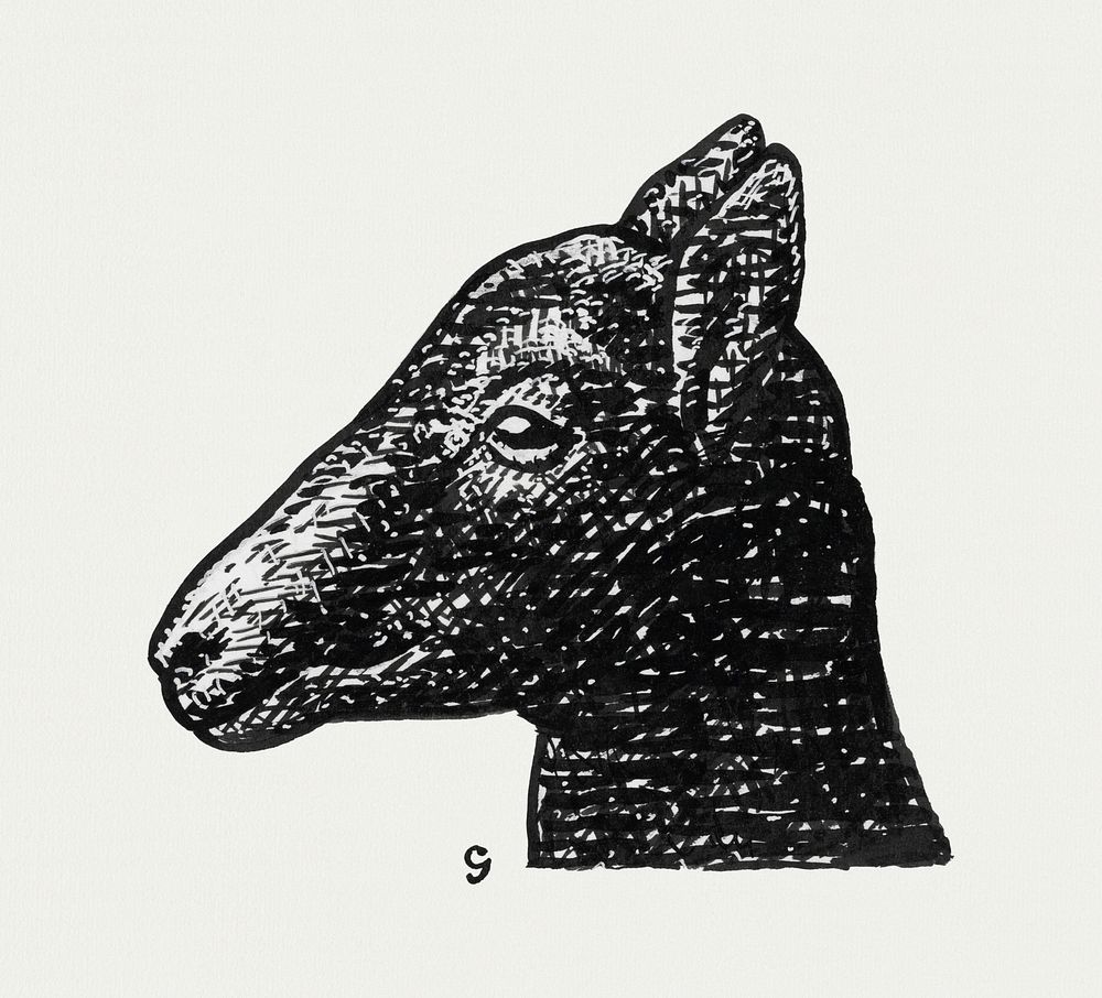 Head of a lamb (ca. 1891&ndash;1941) drawing in high resolution by Leo Gestel. Original from The Rijksmuseum. Digitally…