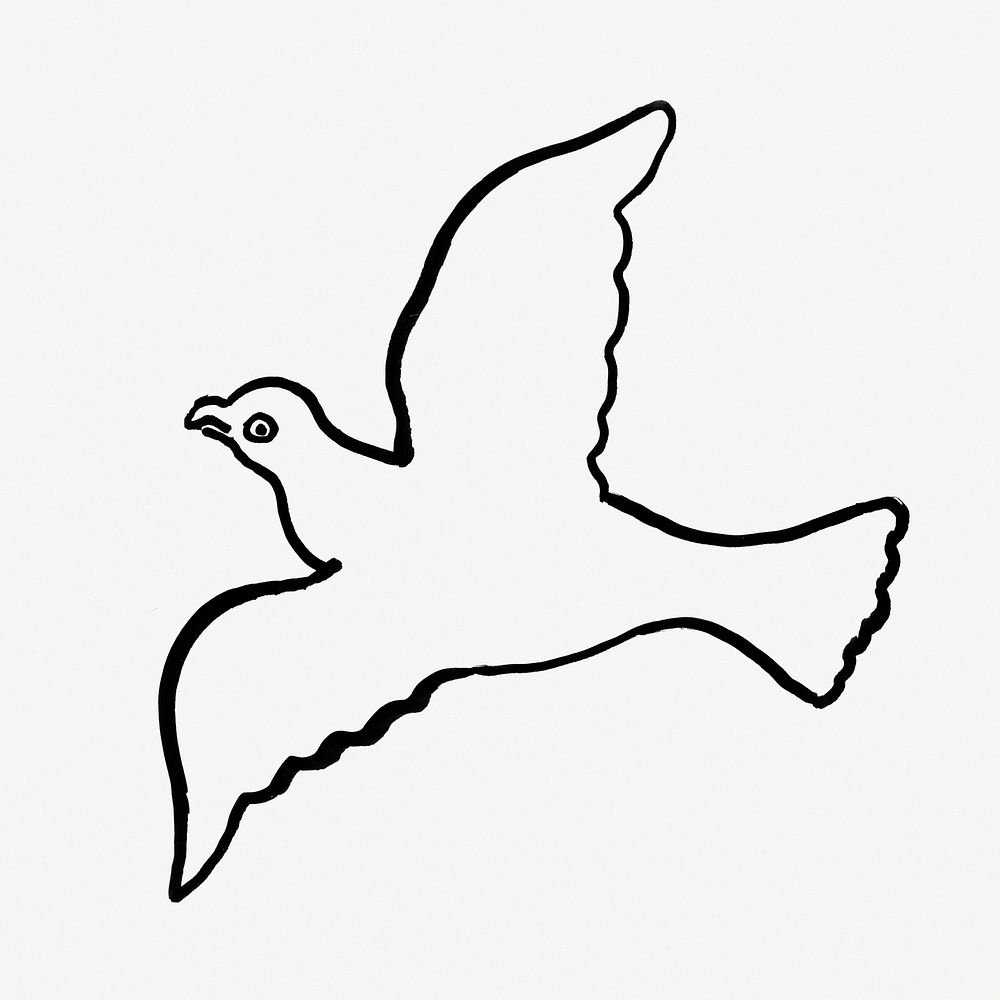 Dove psd vintage drawing, remixed from artworks from Leo Gestel
