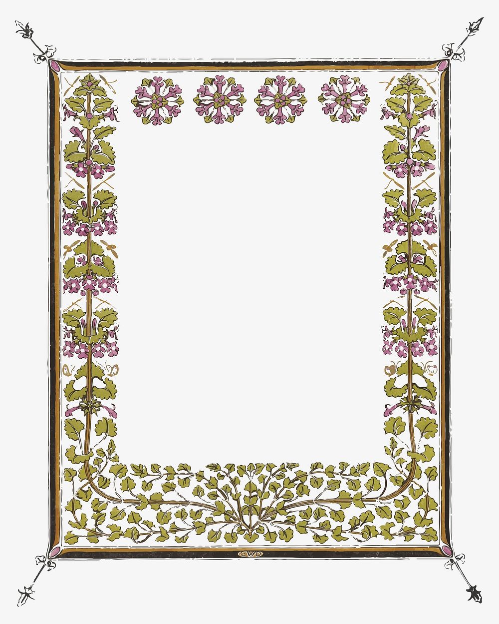 Botanical frame vector, remixed from artworks by Gerrit Willem Dijsselhof