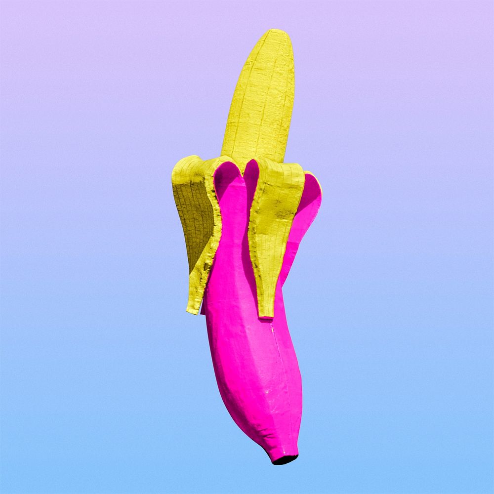 Funky pink banana peel, remixed from artworks by John Margolies