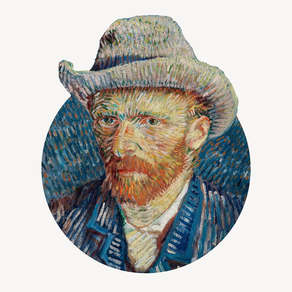 Vincent van Gogh's self-portrait badge, famous painting remixed by rawpixel