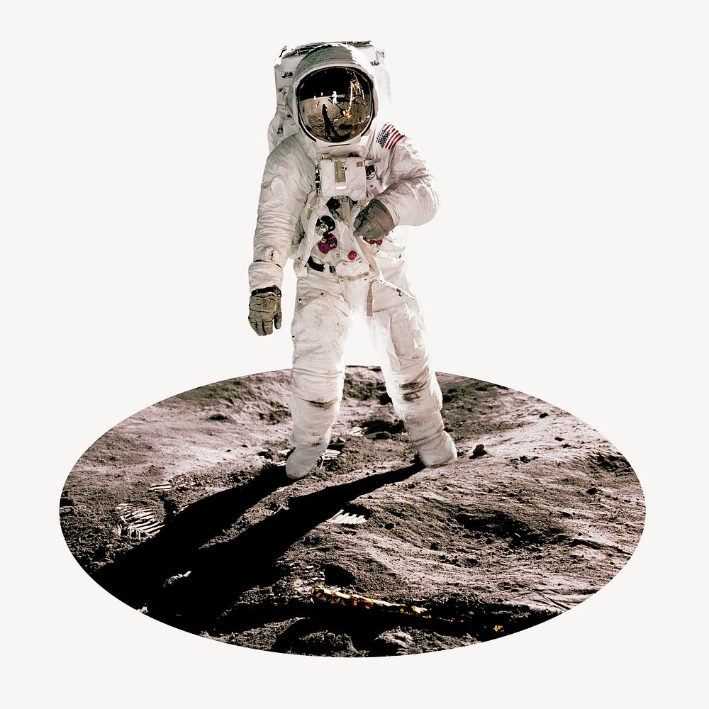 Astronaut oval shape badge, mission to the moon photo