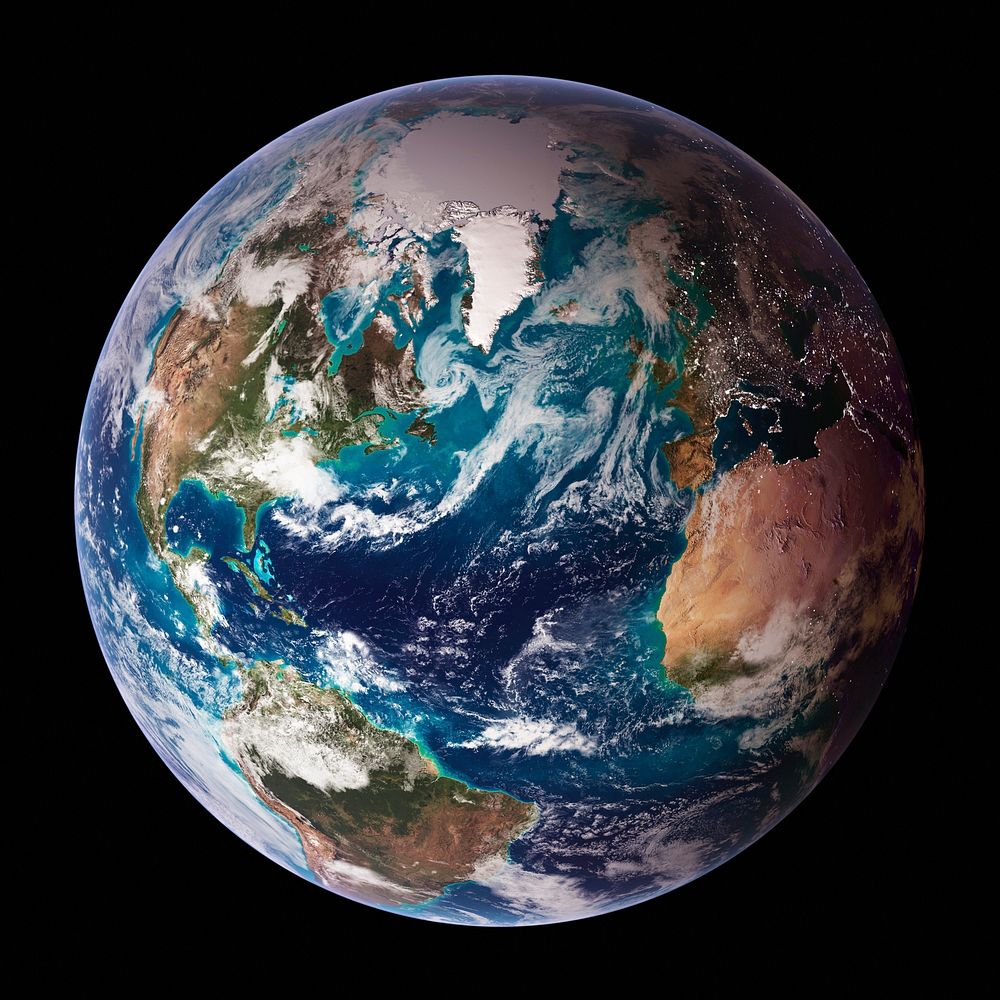 Earth, globe sticker, planet surface psd