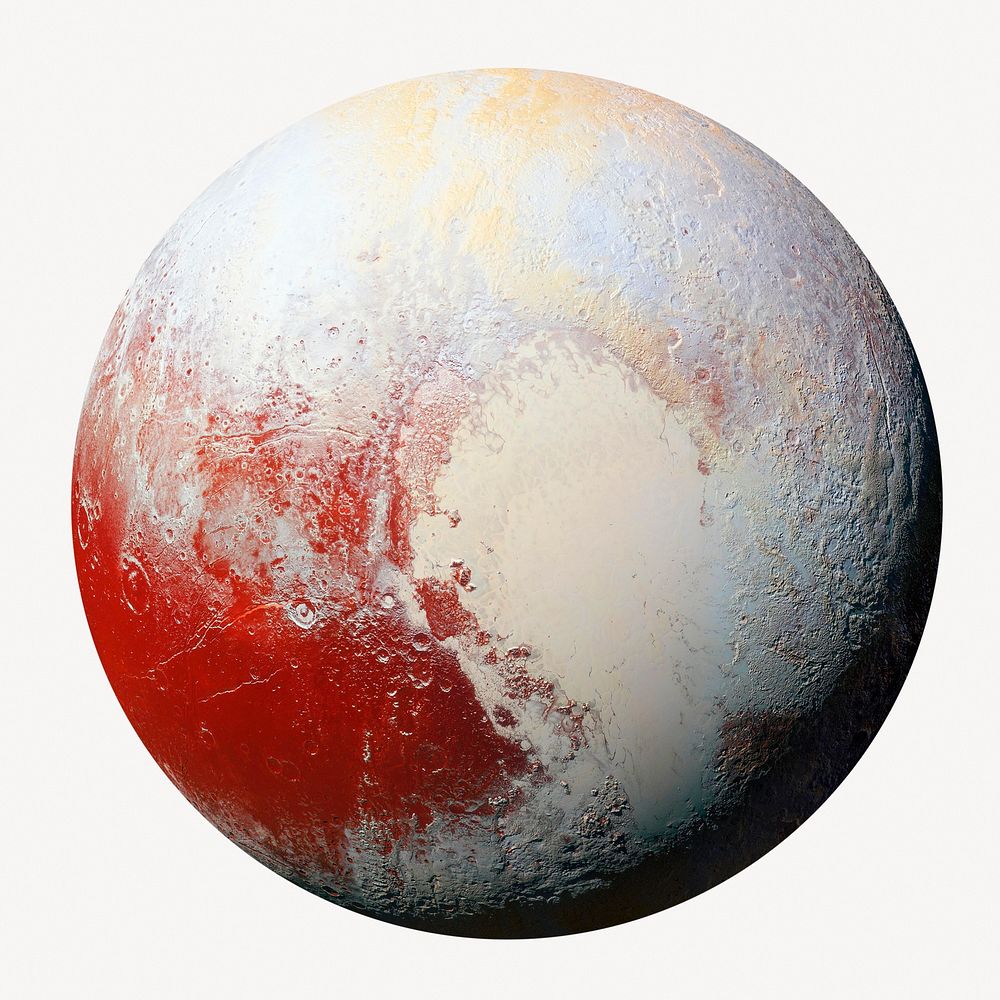 Pluto, space collage element, planet surface psd