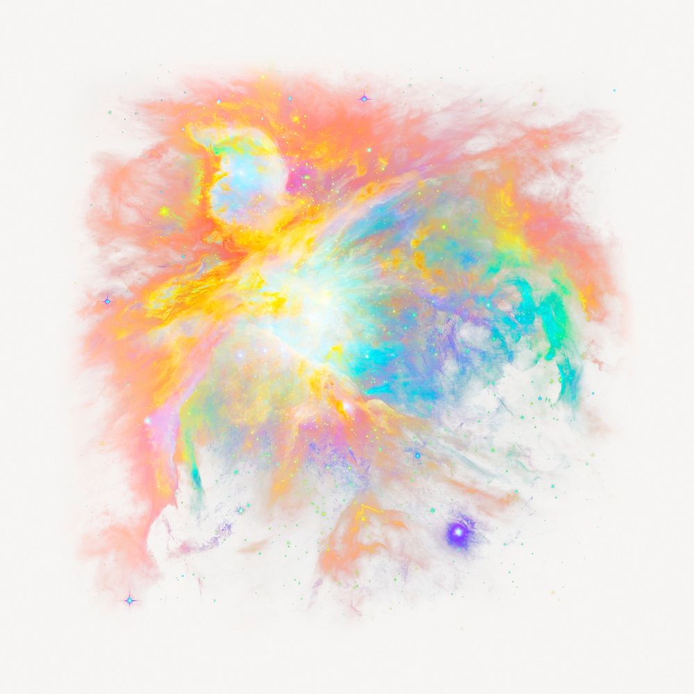 Nebula aesthetic, yellow galaxy psd