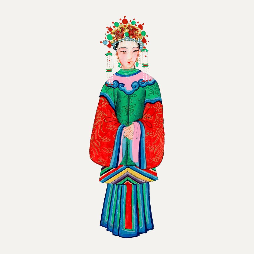 Chinese princess imperial costume, traditional illustration vector