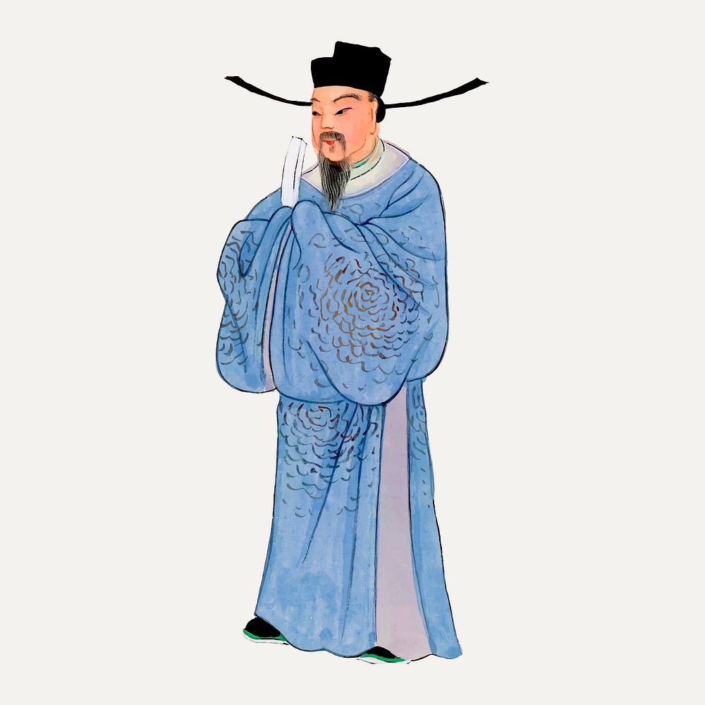 Chinese official robe, men's ancient costume illustration vector