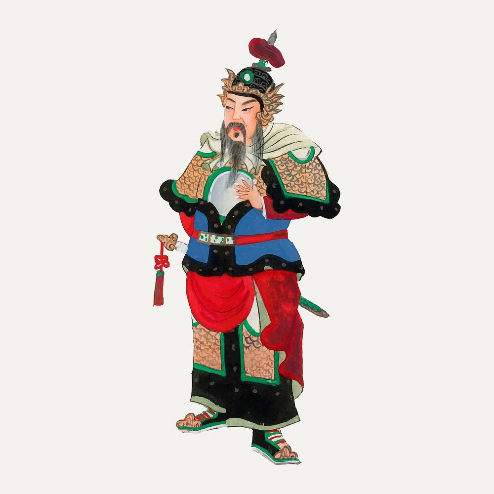 Chinese military uniform, traditional commander costume illustration vector