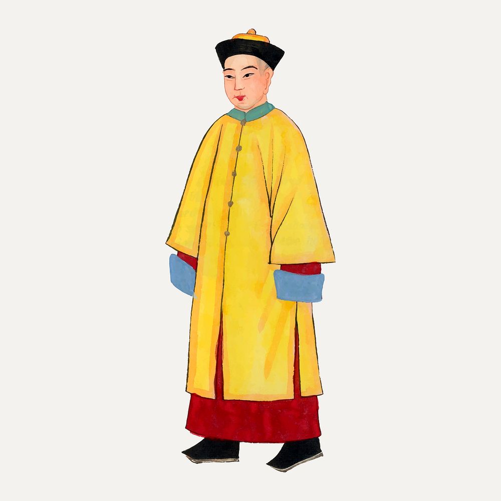 Man in yellow priest robe illustration vector​​