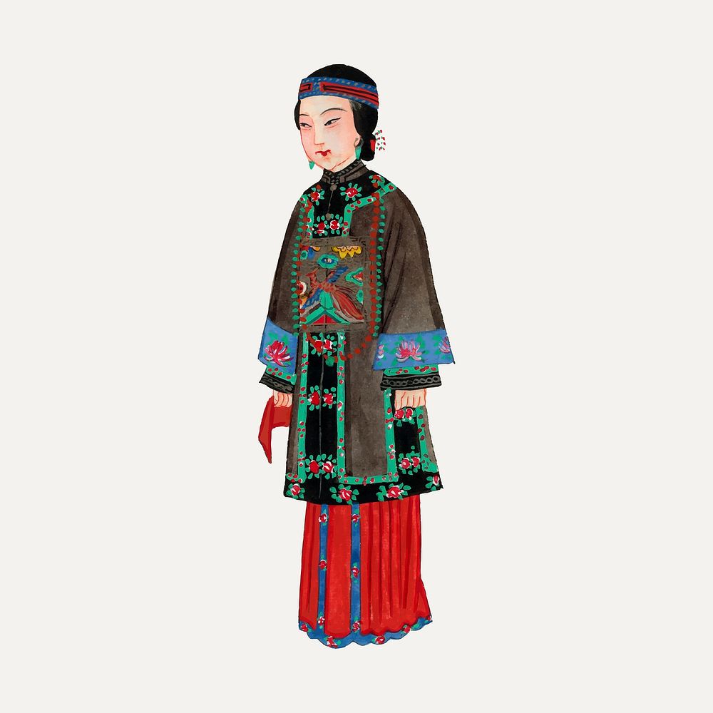 Chinese lady in official robe illustration vector