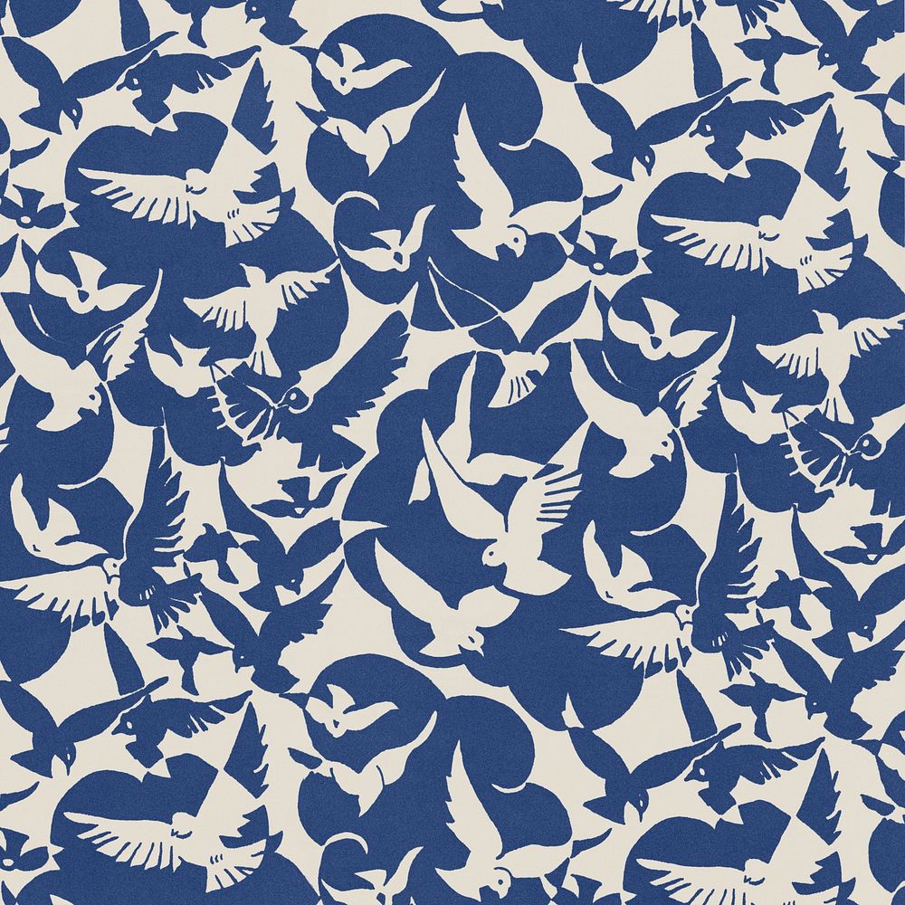Blue bird pattern background, remixed from artworks collection