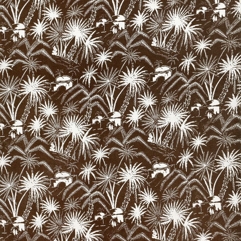 White palm tree pattern background, remixed from artworks collection