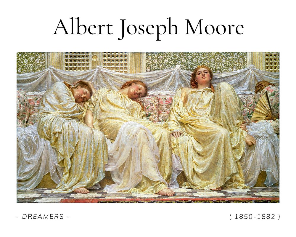 Albert Joseph Moore poster art print, vintage Dreamers painting