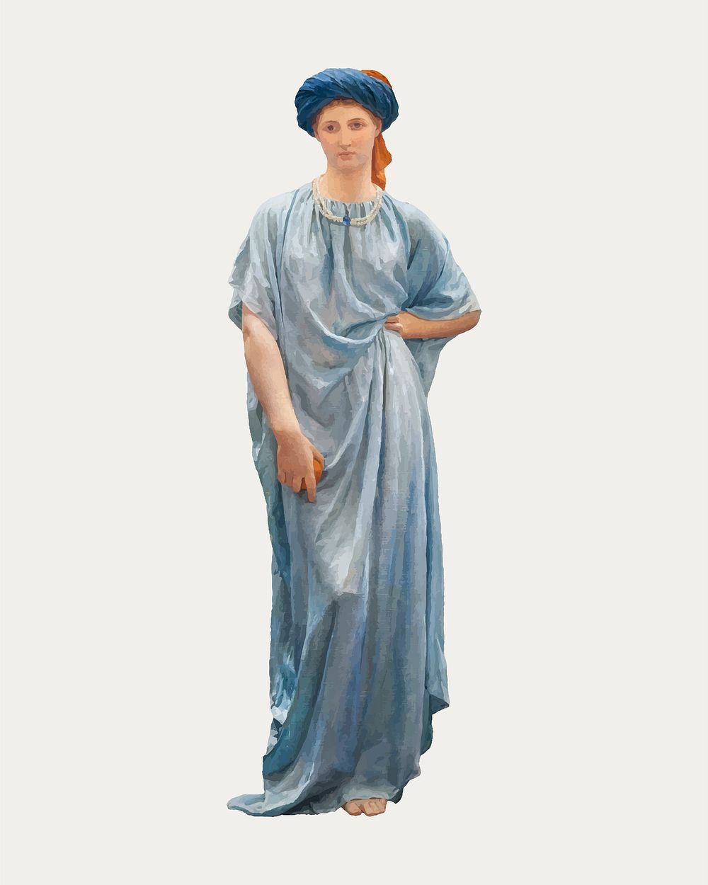 Vintage woman in blue dress sticker vector, remixed from the artworks by Albert Joseph Moore