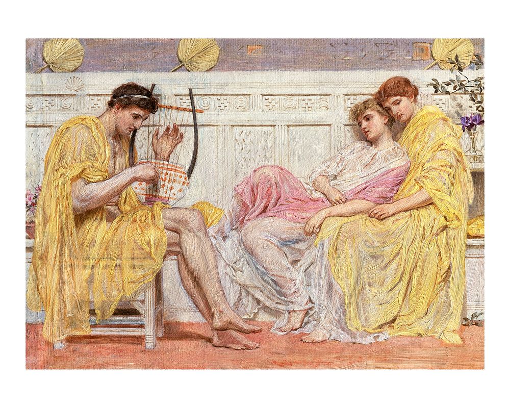 Albert Joseph Moore art print, vintage A Musician painting