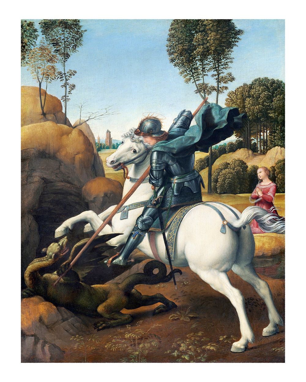 Raphael poster, Saint George and the Dragon famous painting (ca. 1506). Original from National Gallery of Art. Digitally…