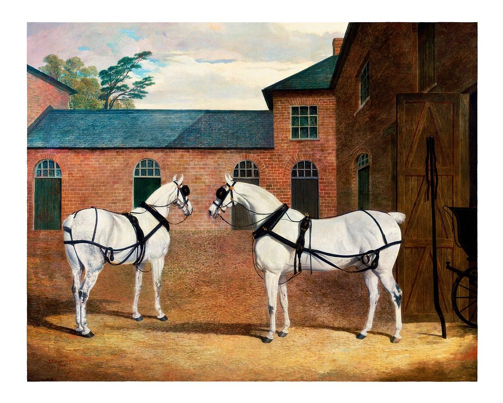 Horses art print, vintage illustration by John Frederick Herring