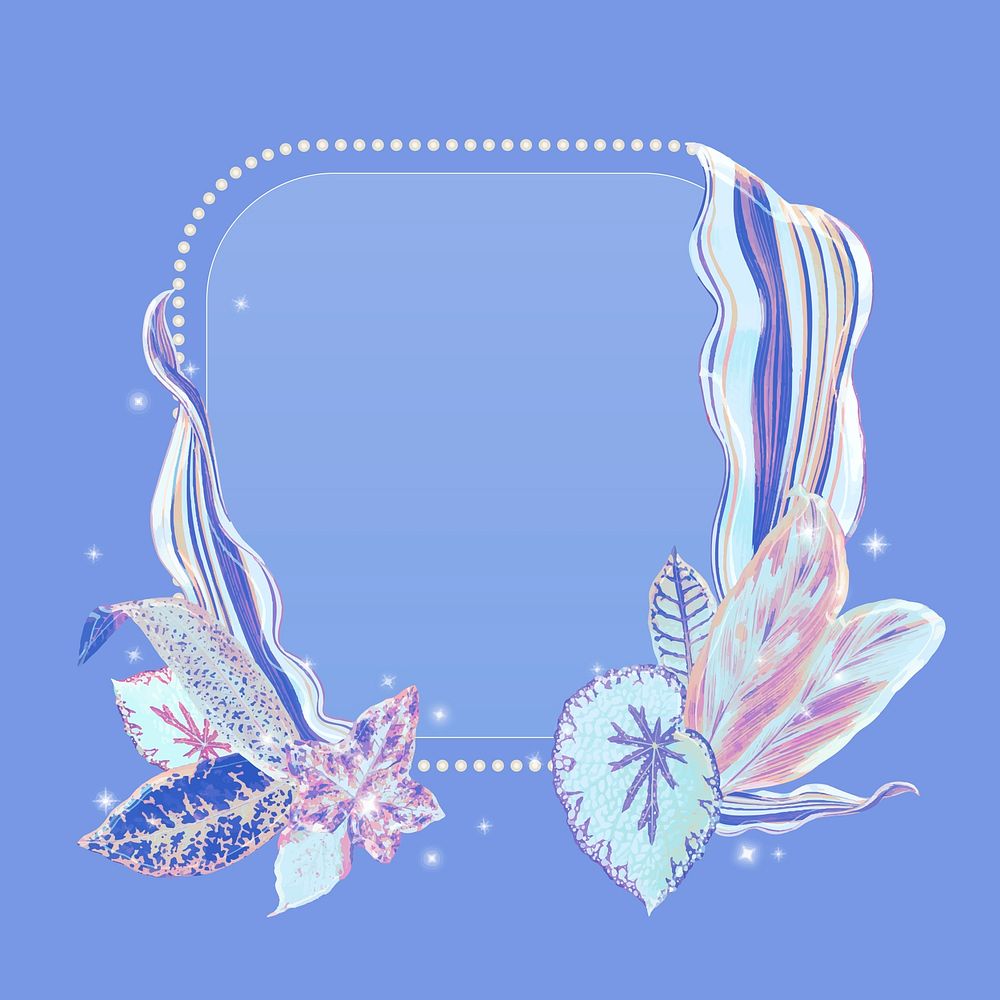 Blue flower frame, aesthetic illustration vector