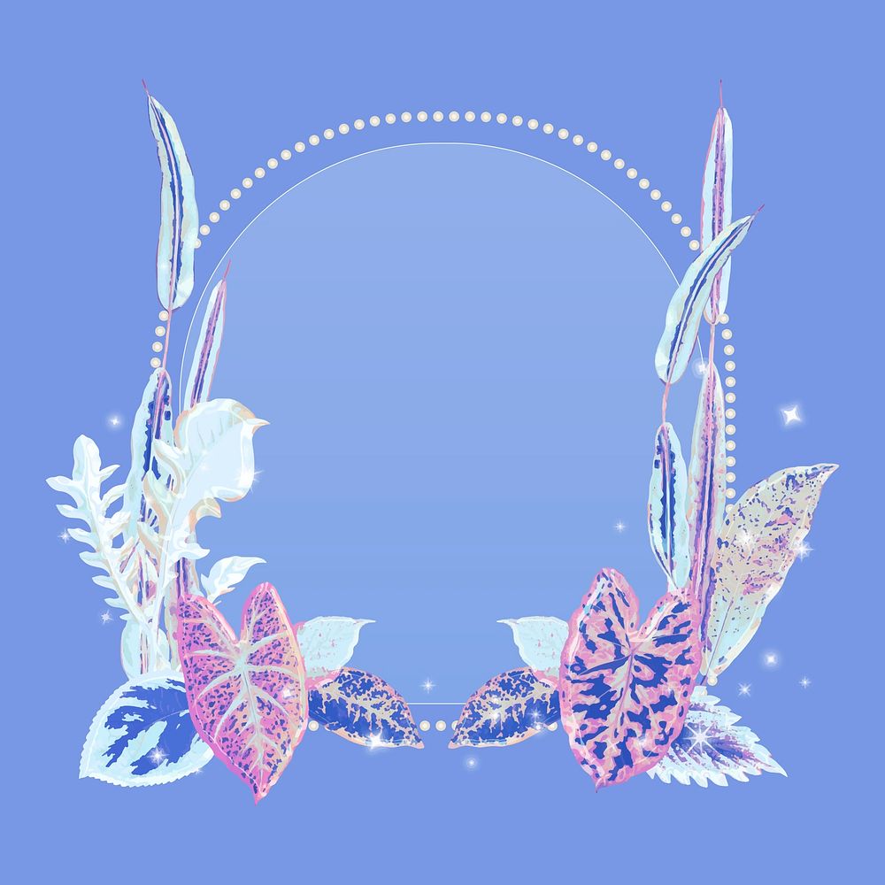 Blue flower frame, aesthetic illustration vector