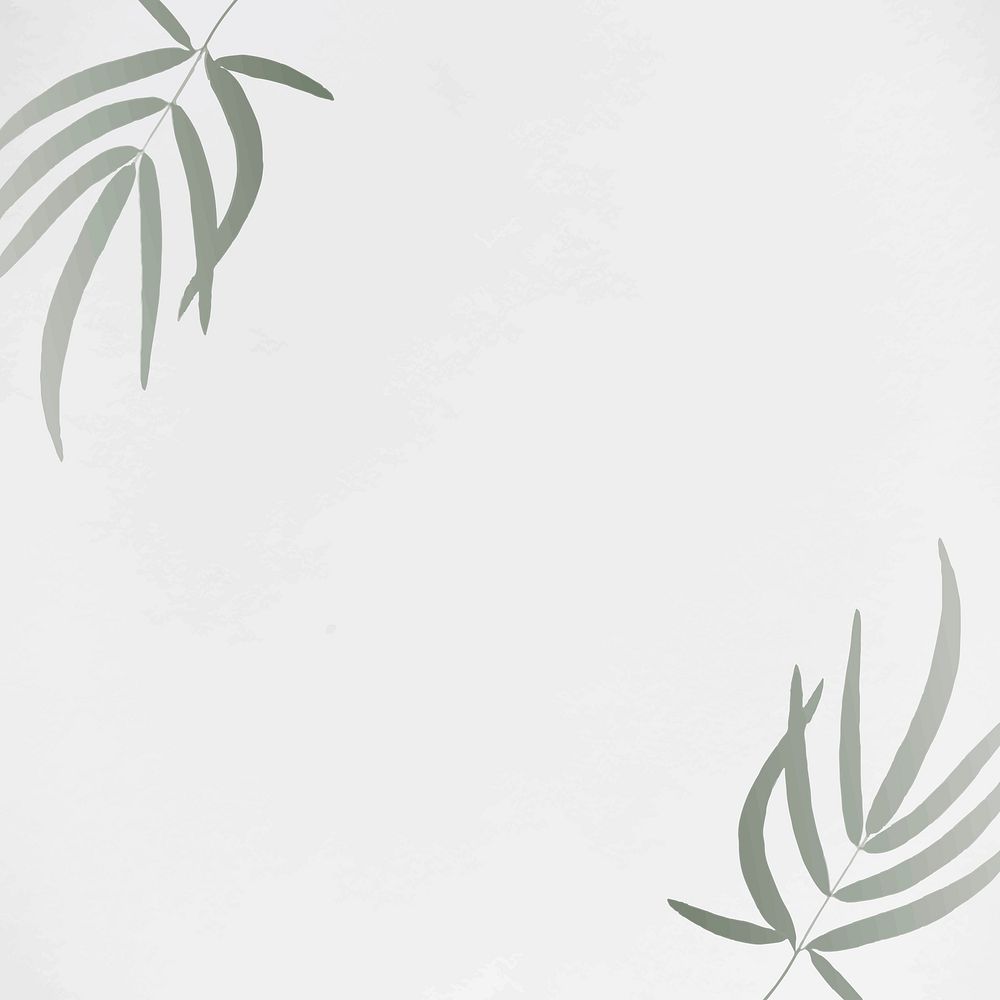 Gray leaf frame, minimal illustration vector