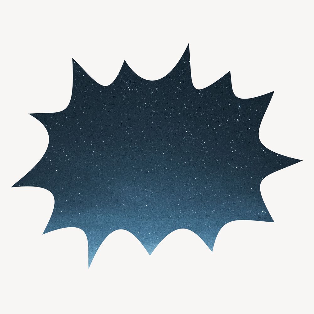 Starry sky bang  shape badge, astronomy photo 